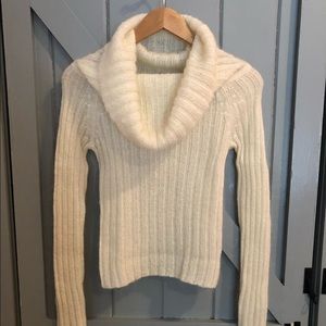 White cowl neck sweater
